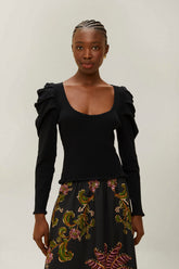 Black Knit Blouse | FARM Rio US