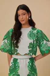 Green Color Festival Euroflax™ Blouse | FARM Rio Near Me