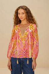 Pink Pineapple Tapestry Blouse | FARM Rio For Sale