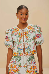 Off-White Delicate Forest Scarves Euroflax™ Premium Linen Blouse | FARM Rio Discount