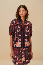 Boho Floral Scarf Navy Blue Blouse | FARM Rio Near Me