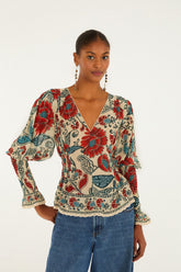 Sand Francesca Long Sleeve Blouse | FARM Rio | FARM Rio Online