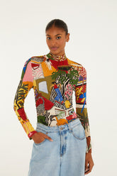 Multicolor Tropical Long Sleeve Turtleneck Blouse | FARM Rio | FARM Rio Discount