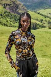 Black Flowerful Garden Jersey Blouse | FARM Rio | FARM Rio US