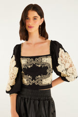 Black Lace Blouse | FARM Rio | FARM Rio On Sale