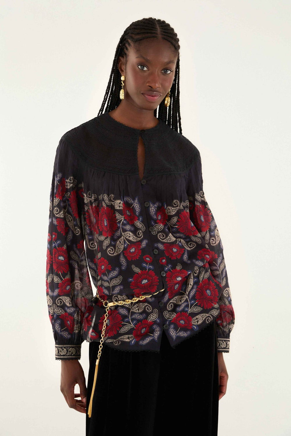 Black Valentina Long Sleeve Blouse | FARM Rio | FARM Rio Near Me