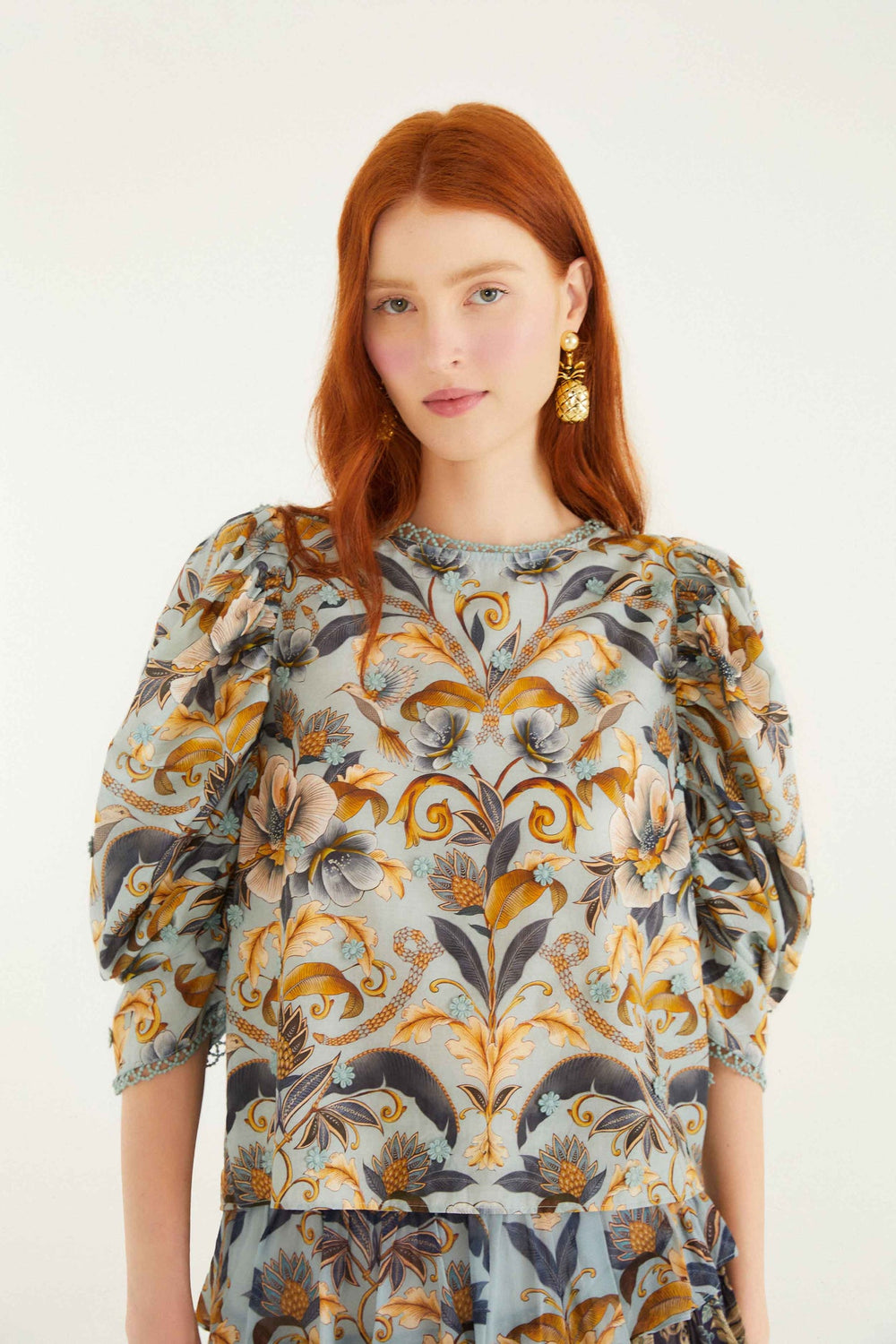 Blue Snake Garden 3d Applique Blouse | FARM Rio | FARM Rio Outlet