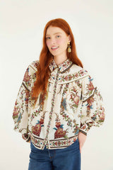 Cream Majestic Hearts Blouse | FARM Rio | FARM Rio Discount