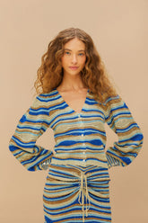 Blue Mixed Waves Knit Blouse | FARM Rio Discount