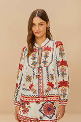 Off-White Marys Tiles Embroidered Blouse | FARM Rio Near Me
