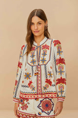 Off-White Marys Tiles Embroidered Blouse | FARM Rio Near Me