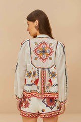 Off-White Marys Tiles Embroidered Blouse | FARM Rio Near Me