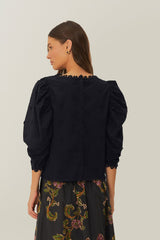 Black 3D Flowers Blouse | FARM Rio Online
