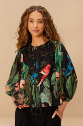 Midnight Macaw Fiesta Black Blouse | FARM Rio Near Me