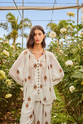 Off-White Anchor Tapestry Embroidered Long Sleeve Blouse | FARM Rio Outlet