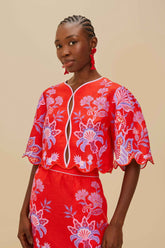 Red Porcelain Garden Euroflax™ Premium Linen Blouse | FARM Rio On Sale