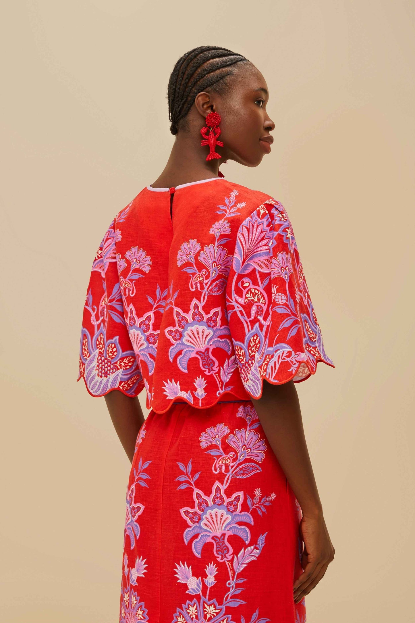 Red Porcelain Garden Euroflax™ Premium Linen Blouse | FARM Rio On Sale