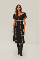 Black Short Sleeve LENZING™ ECOVERO™ Euroflax™ Maxi Dress | FARM Rio Outlet