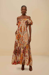 Multicolor Romantic Nature Off-Shoulder Maxi Dress | FARM Rio US