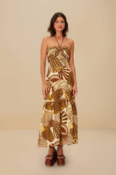 Sand Shell Mix Euroflax™ Premium Linen Maxi Dress | FARM Rio On Sale