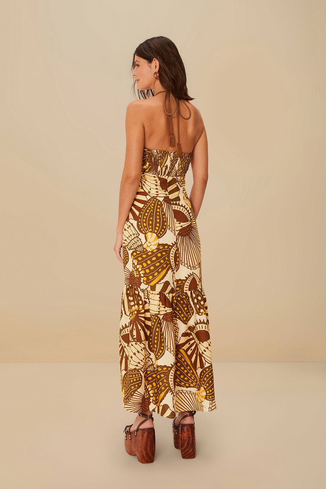 Sand Shell Mix Euroflax™ Premium Linen Maxi Dress | FARM Rio On Sale