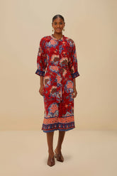 Luang Red Scarves Blue Maxi Dress | FARM Rio