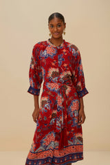 Luang Red Scarves Blue Maxi Dress | FARM Rio