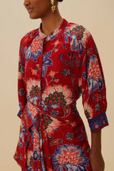Luang Red Scarves Blue Maxi Dress | FARM Rio
