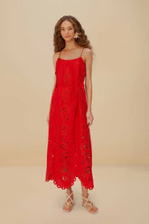 Red Flowers Richelieu LENZING™ ECOVERO™ Euroflax™ Maxi Dress | FARM Rio Online