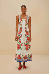 Off-White Flower Tapestry LENZING™ ECOVERO™ Euroflax™ Maxi Dress | FARM Rio Discount
