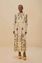 Multicolor Romantic Nature Long Sleeve Maxi Dress | FARM Rio US