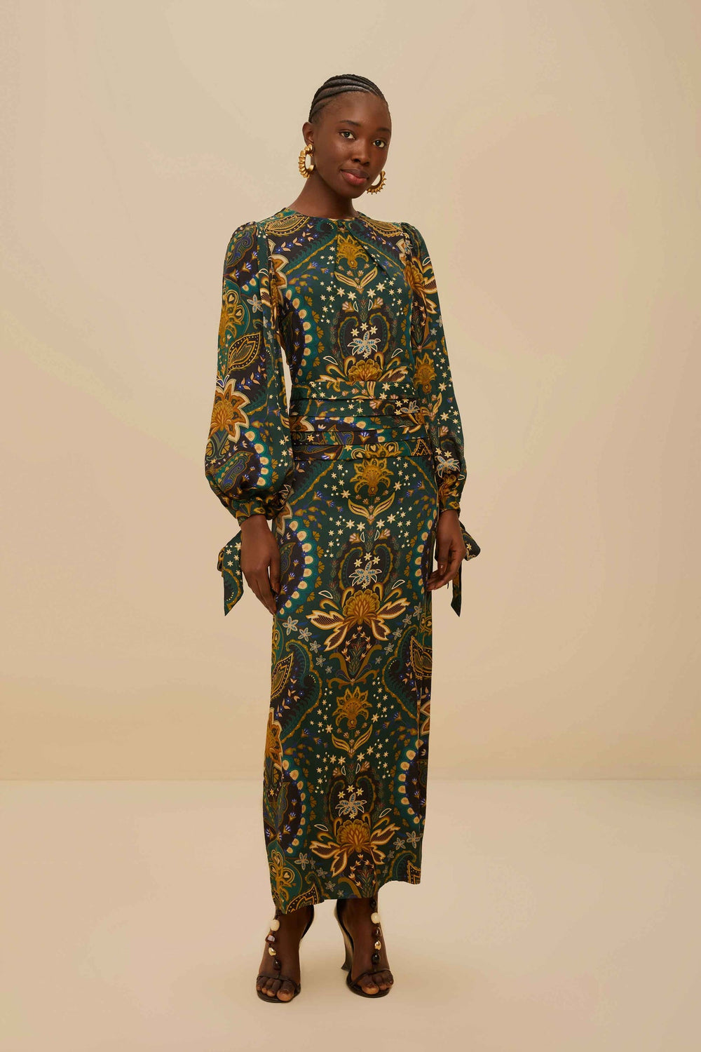 Black Jaipur LENZING™ ECOVERO™ Viscose Maxi Dress | FARM Rio On Sale