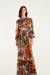 Tropical Multicolor Long Sleeve Maxi Dress | FARM Rio | FARM Rio US