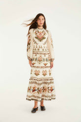 Cream Majestic Hearts Maxi Dress | FARM Rio | FARM Rio On Sale