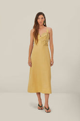 Sand 3D Flower Bodice Midi Dress | FARM Rio US