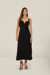 Black Flowered Bust Midi Dress | FARM Rio Near Me