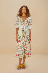 Off-White Palm Dream Wrap Midi Dress | FARM Rio Near Me