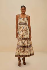 Sand Aura Floral Sleeveless Midi Dress | FARM Rio Near Me