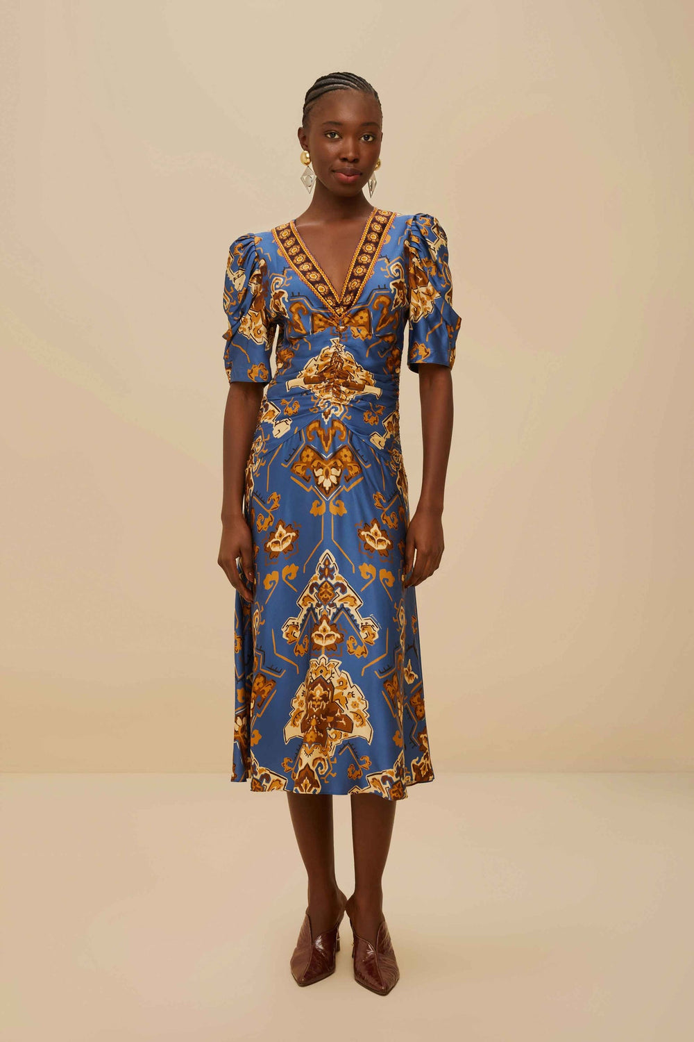 Blue Ornament Floral Midi Dress | FARM Rio Outlet