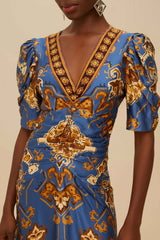 Blue Ornament Floral Midi Dress | FARM Rio Outlet