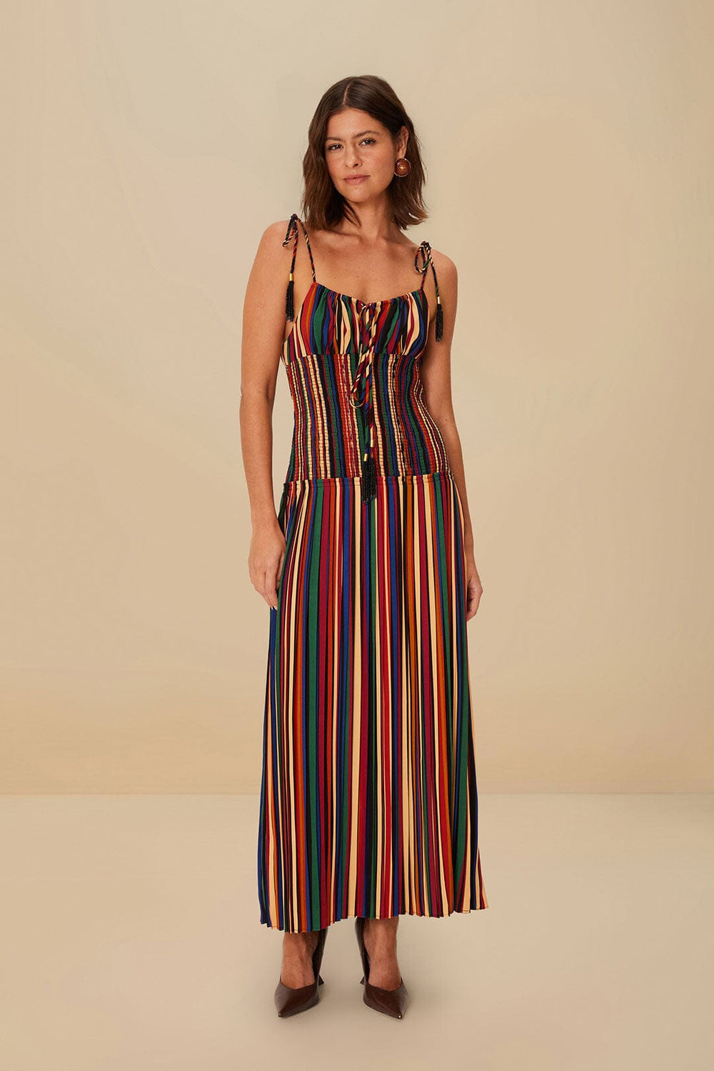 Multicolor Pipa Stripes Midi Dress | FARM Rio For Sale