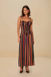 Multicolor Pipa Stripes Midi Dress | FARM Rio For Sale