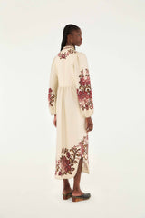 Sand Renata Floral Long Sleeve Midi Dress | FARM Rio | FARM Rio Online