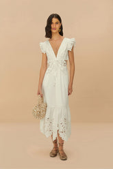 Off-White Butterfly Richelieu Midi Dress | FARM Rio Online