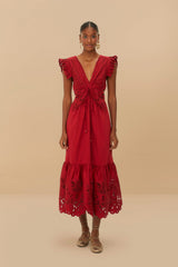 Red Butterfly Cut-Out Midi Dress | FARM Rio Discount