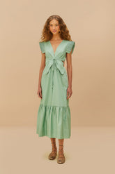 Light Green Butterfly Cut-Out Midi Dress | FARM Rio US