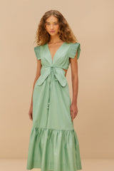 Light Green Butterfly Cut-Out Midi Dress | FARM Rio US
