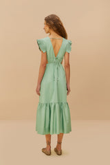 Light Green Butterfly Cut-Out Midi Dress | FARM Rio US