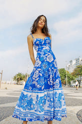 Blue Full Of Flowers Organic Cotton Midi Dress | FARM Rio Near Me