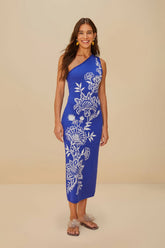 Blue Porcelain Garden Knit Midi Dress | FARM Rio